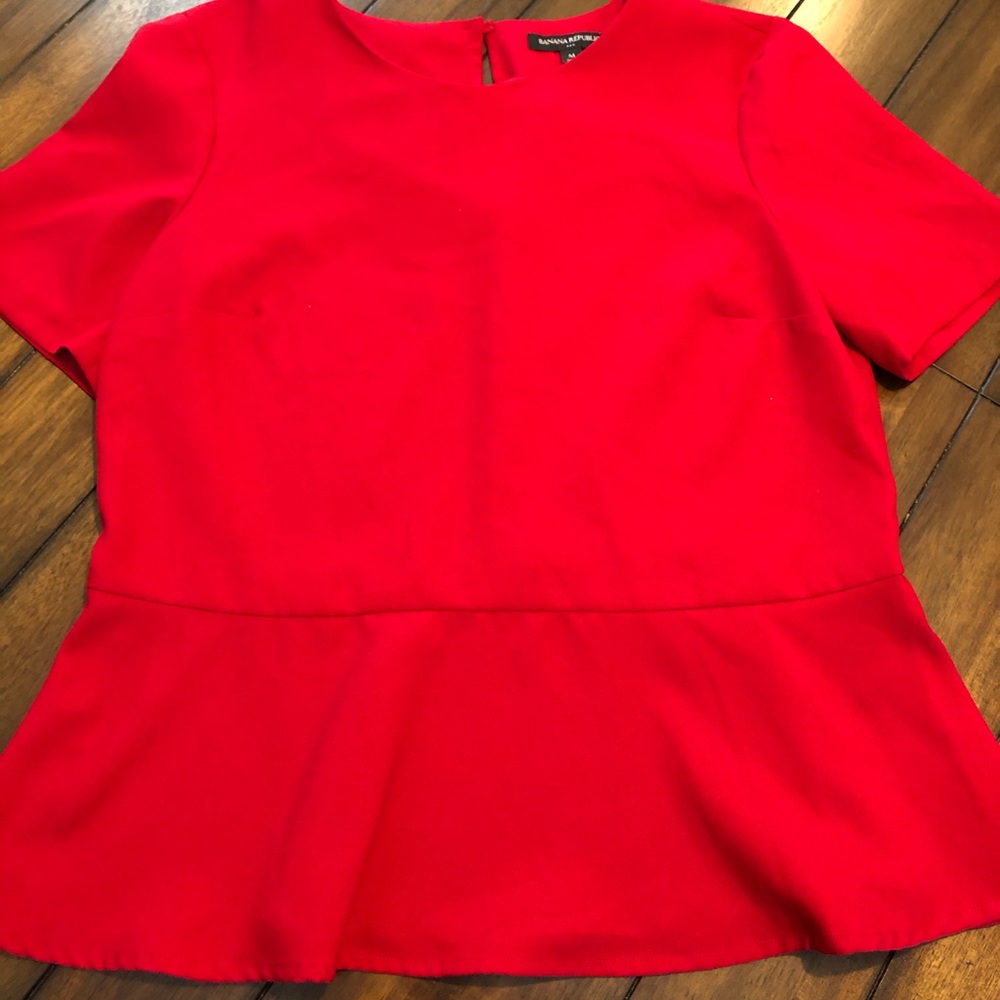 Banana Republic Red Peplum Dress Shirt